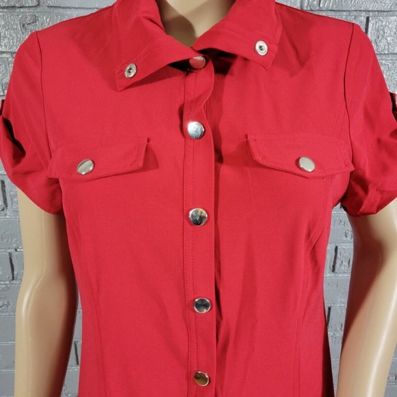 Chico's Zenergy Red Dress Short Tab Sleeve Pockets Size 0 - Picture 2 of 8